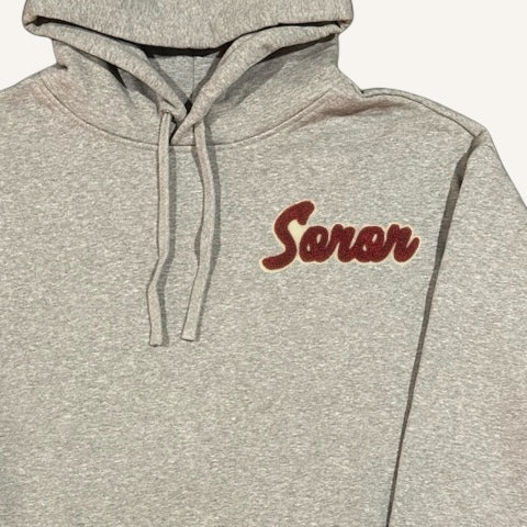 LIMITED RUN:Gray Boyfriend Hoodie (Crimson & Cream)
