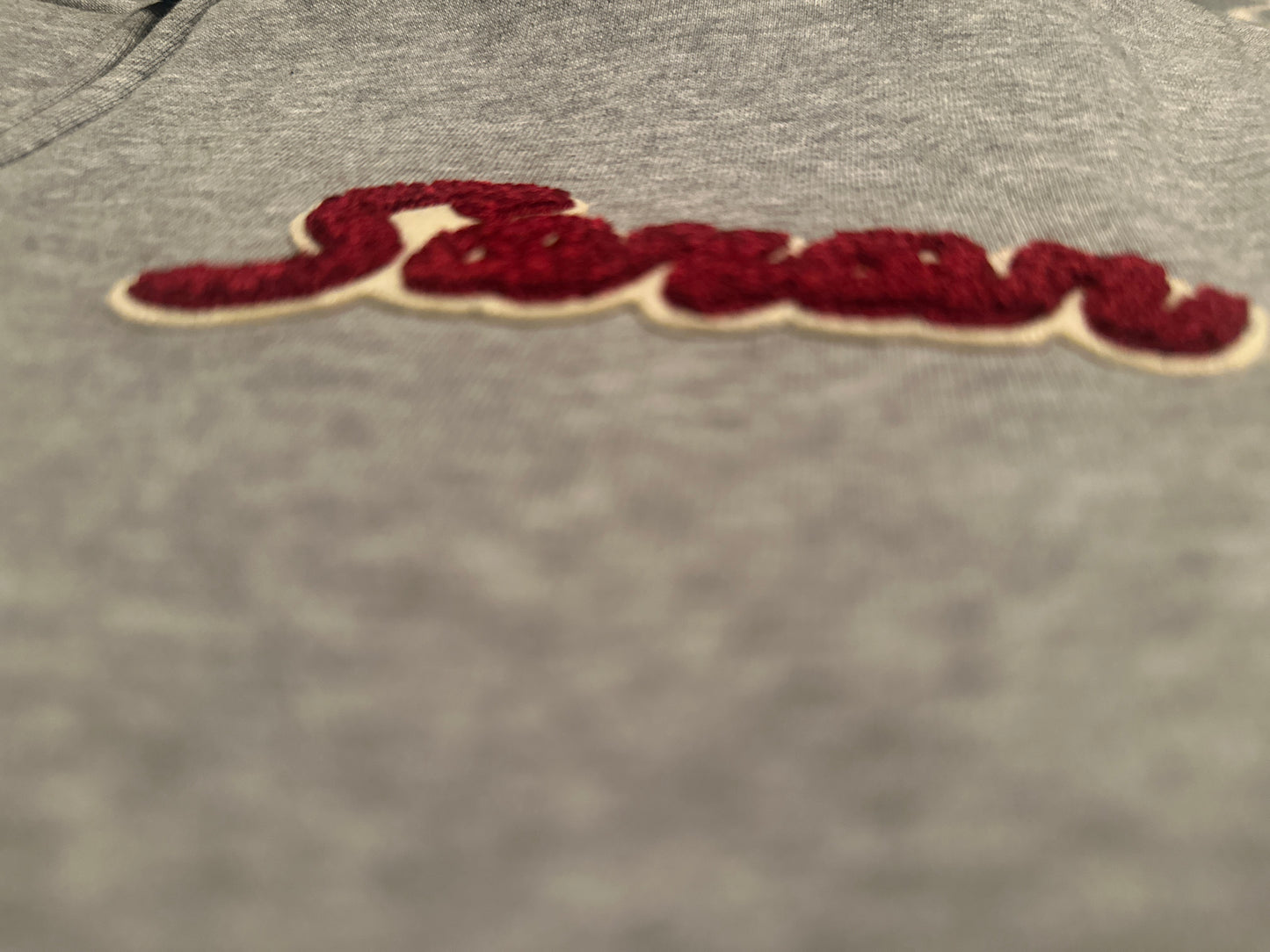 LIMITED RUN:Gray Zip Up Hoodie (Crimson & Cream)