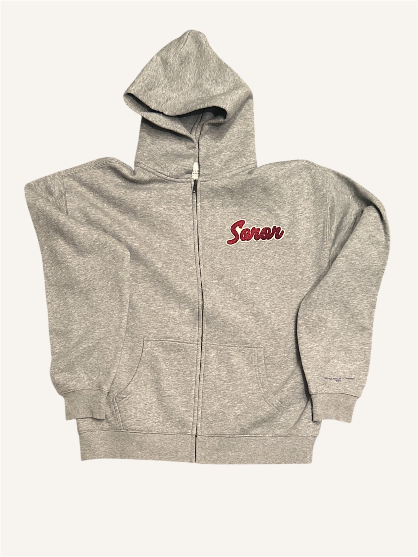 LIMITED RUN:Gray Zip Up Hoodie (Crimson & Cream)