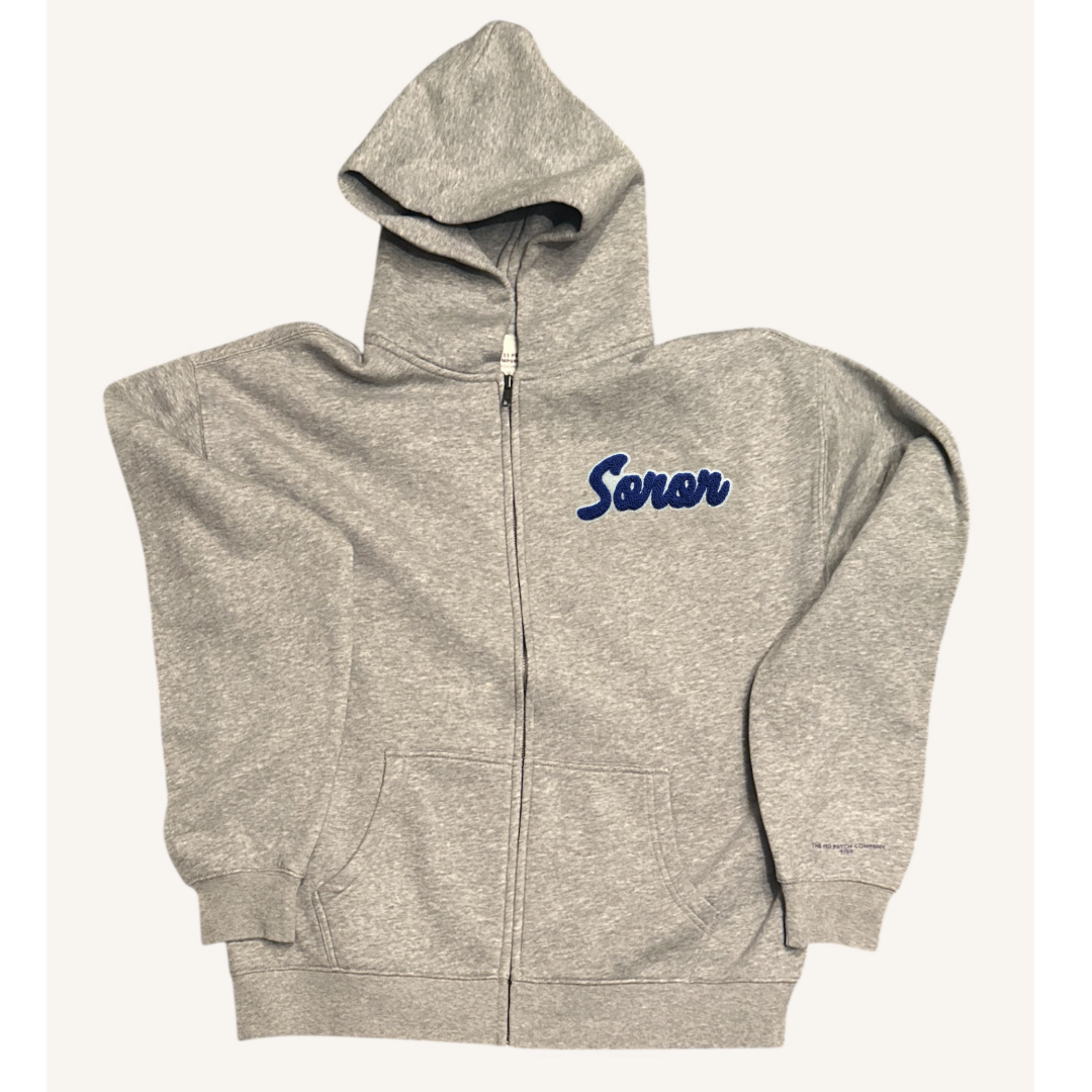 LIMITED RUN:Gray Zip Up Hoodie (Blue & White)