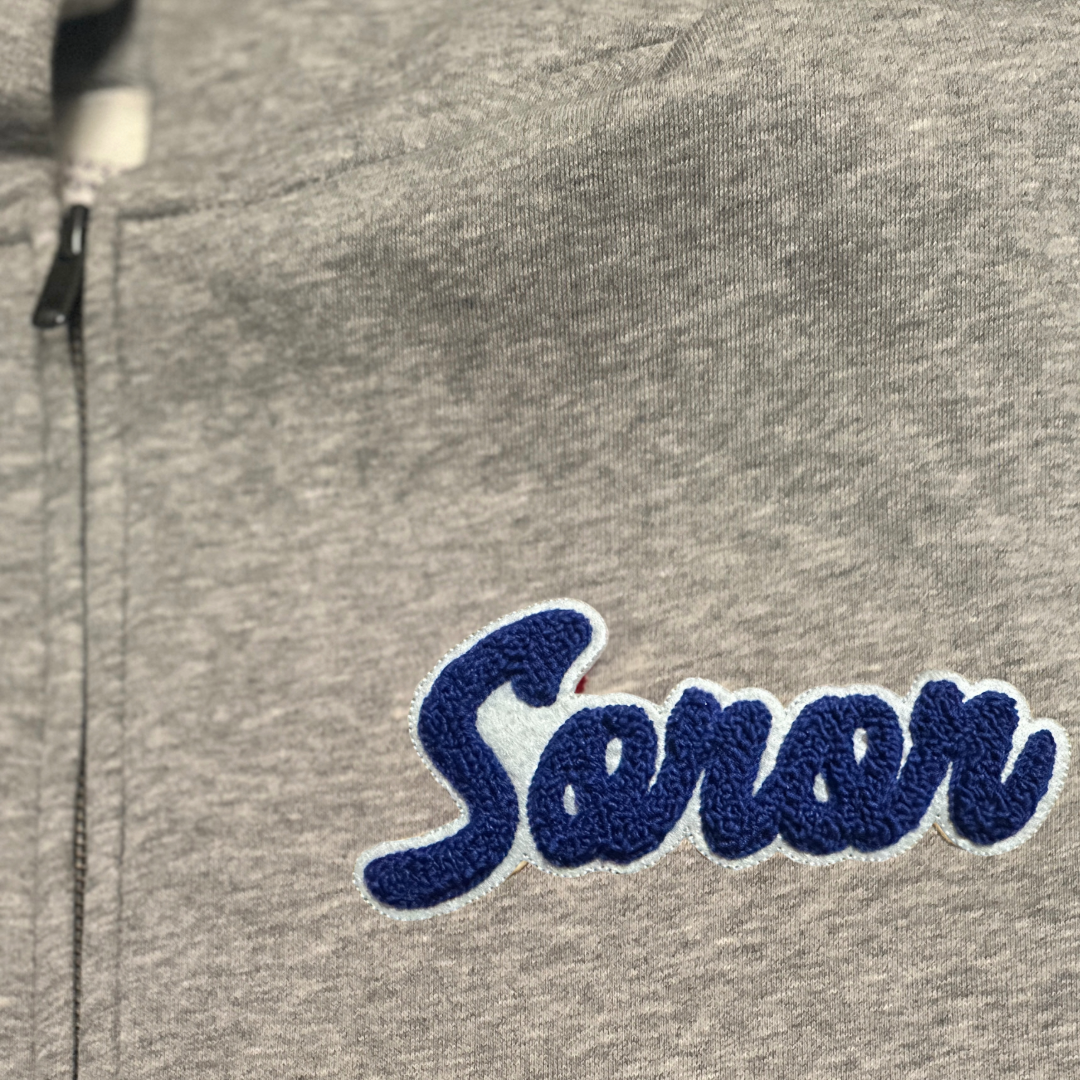 LIMITED RUN:Gray Zip Up Hoodie (Blue & White)